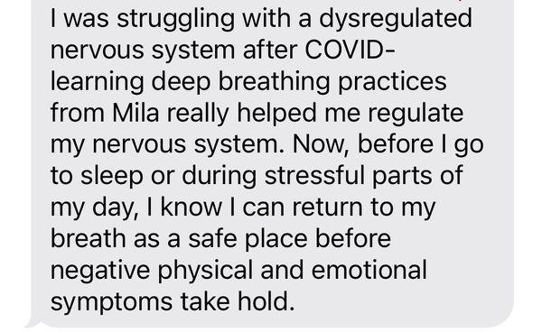 Client testimonial after having worked with me for three sessions.