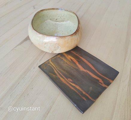 Beautiful wheel thrown bowl & hand built dish.