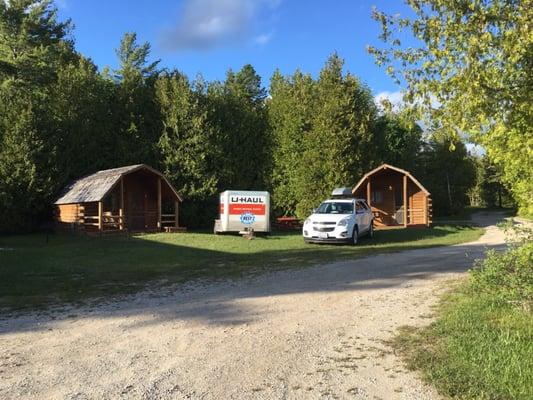 Plenty of room for car and uhaul trailer