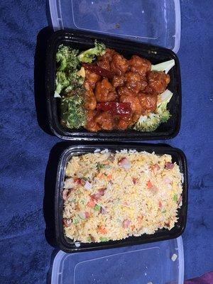 General Tsos Chicken and Yang Chow Fried Rice