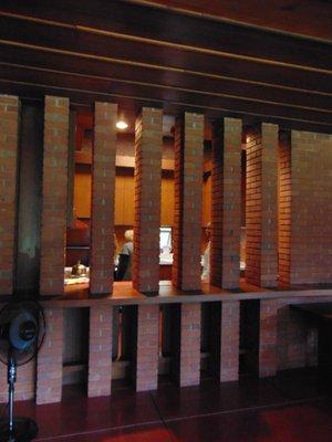 columns between kitchen and living room