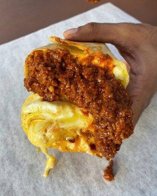 HAUS BURRITO covered in HAUS CHILI