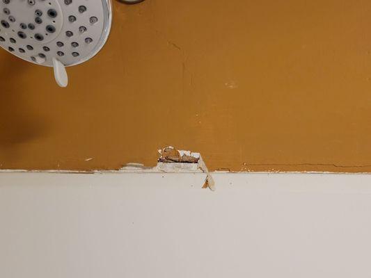 Poor caulking around shower