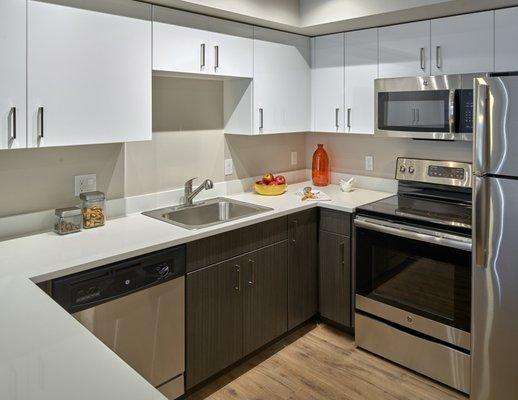 Kitchen at The Maverick Apartments, Burien, WA