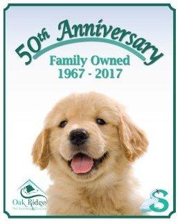 Oak Ridge Pet Boarding, 50th Anniversaru, Family Owned 1967 - 2017, Minnetrista, Minnesota.