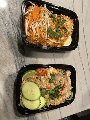 Pad thai and basil fried rice