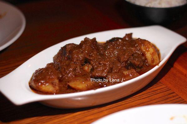 Shamday ($18.25) - traditional Tibetan recipe, boneless braised beef with potatoes in mild curry