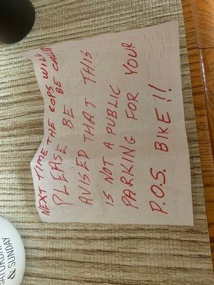 Dude needs to grow. Could of atleast been a man and told us to our face instead of sneak the letter before you left. We will talk soon!