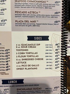 Menu - Sides