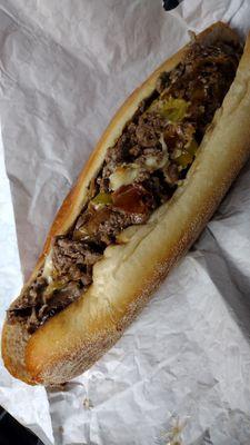 The Original Cheesesteak-Large and added mayo, banana peppers, oregano and black pepper