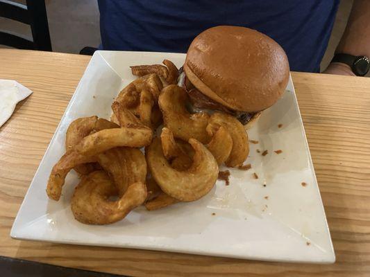 Cheeseburger and sidewinder fries