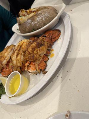 Grilled Lobster Tails and baked potato