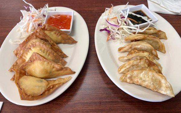 Crab Rangoons and Fried Gyoza