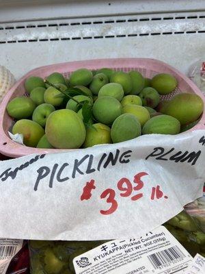 They have ume for pickling and wine. Only available may-June.