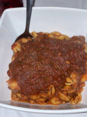 Shell pasta with short rib bolognese