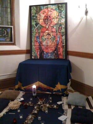 an Advent icon made entirely out of Christmas ads...now used at a prayer station