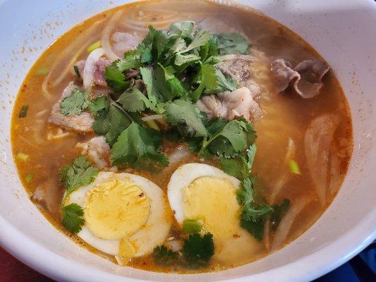 Spicy Ramen in shrimp broth