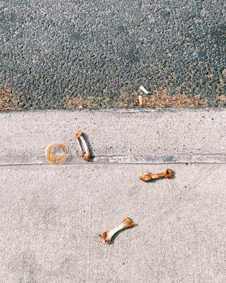 Wings littering the street