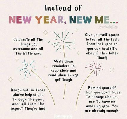 Don't feel the pressure of the new year to do resolutions instead everyday count one good thing that you did.