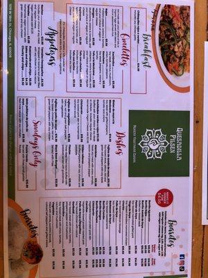 The front of the menu