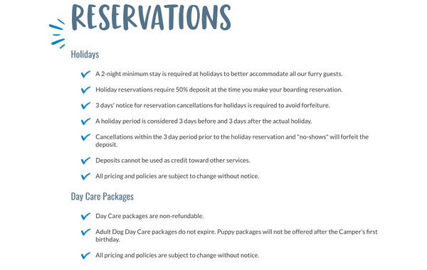 Reservations Policies