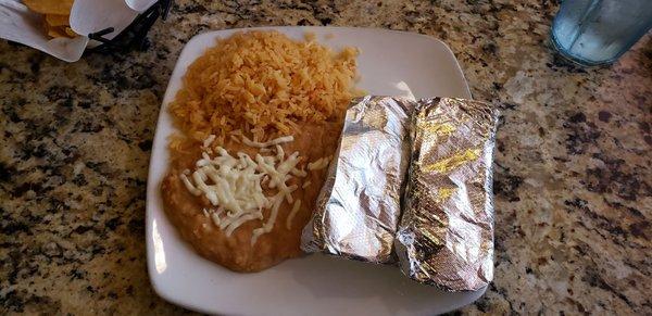 Lunch special $7.99  Two steak tacos with rice and beans