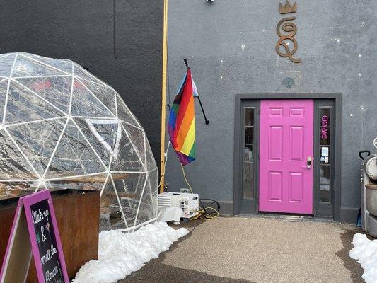 Pink front door