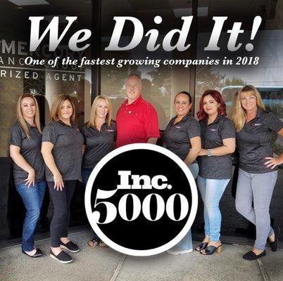 2018 Inc. 5000 fastest growing companies!