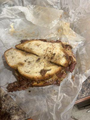 Reuben sandwich on rye grilled