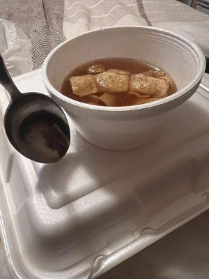 Just for size reference table spoon next to SMALL wonton soup