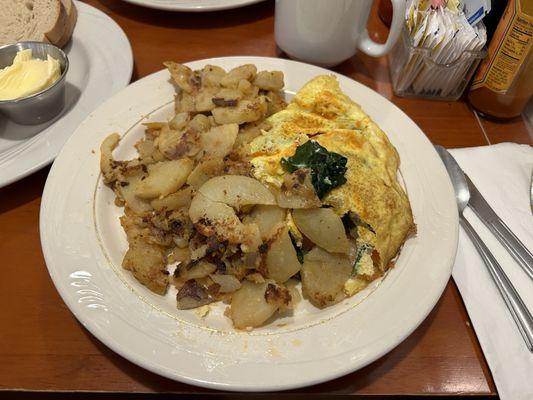 (Half of a) Florentine Omelette with Breakfast Potatoes