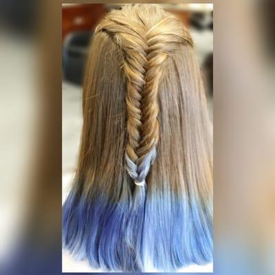 A trim and a Braid for this cutie with a dip dye. Fishtail Fun