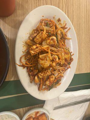 Spicy stir fried squid