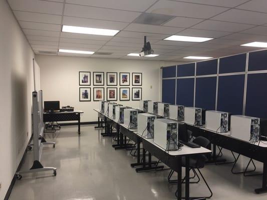 A beautiful workspace. One of our multimedia language labs.