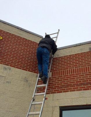 When ever safe we always get up on the roof.