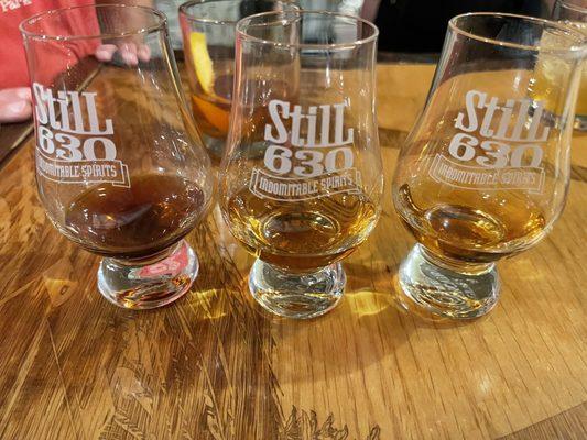 (Left to right) Big Jake's Breakfast Brew, Missouri Straight Bourbon, Rallypoint Rye Whiskey