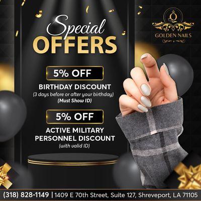 SPECIAL OFFERS

Unwrap the Glittering Offers at Golden Nails!