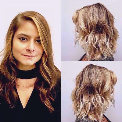 Beautiful balayage Highlights Color and Volumetric Layers Haircut