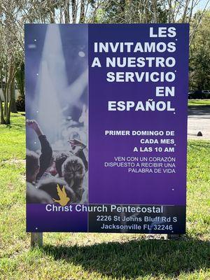 Les Invitamos A Nuestro Servicio En Español.