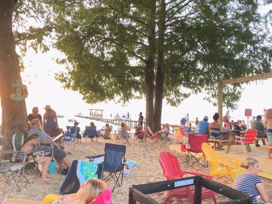 The beach at the tiki bar