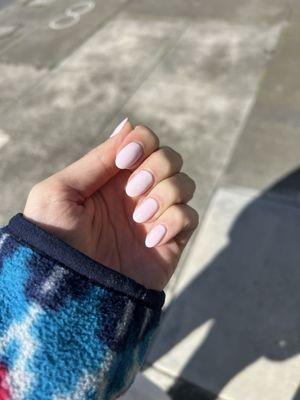 Pale pink nails