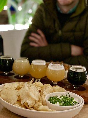 Potato chips and tasting flight