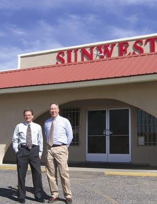 Sunwest Trust president, Arthur Dougherty and Sunwest Trust CEO, Terry White in front of our building