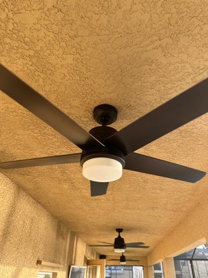 3 fans installed on our patio.