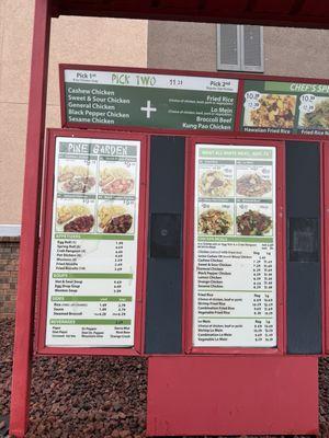 Drive thru Menu