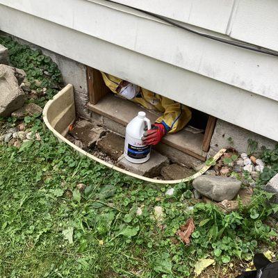 Sewage cleanup in crawl space.