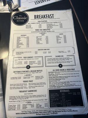 Breakfast menu