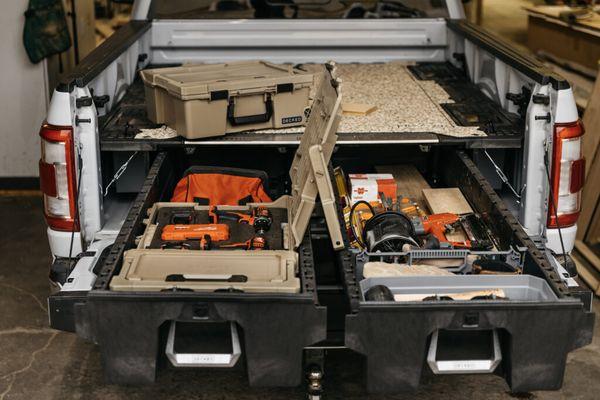 DECKED Drawer System for truck bed organization.