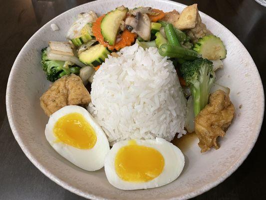 Pad Pak with Tofu Rice Bowl