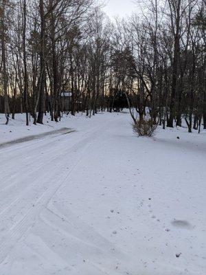 The drive coming up to the cabins